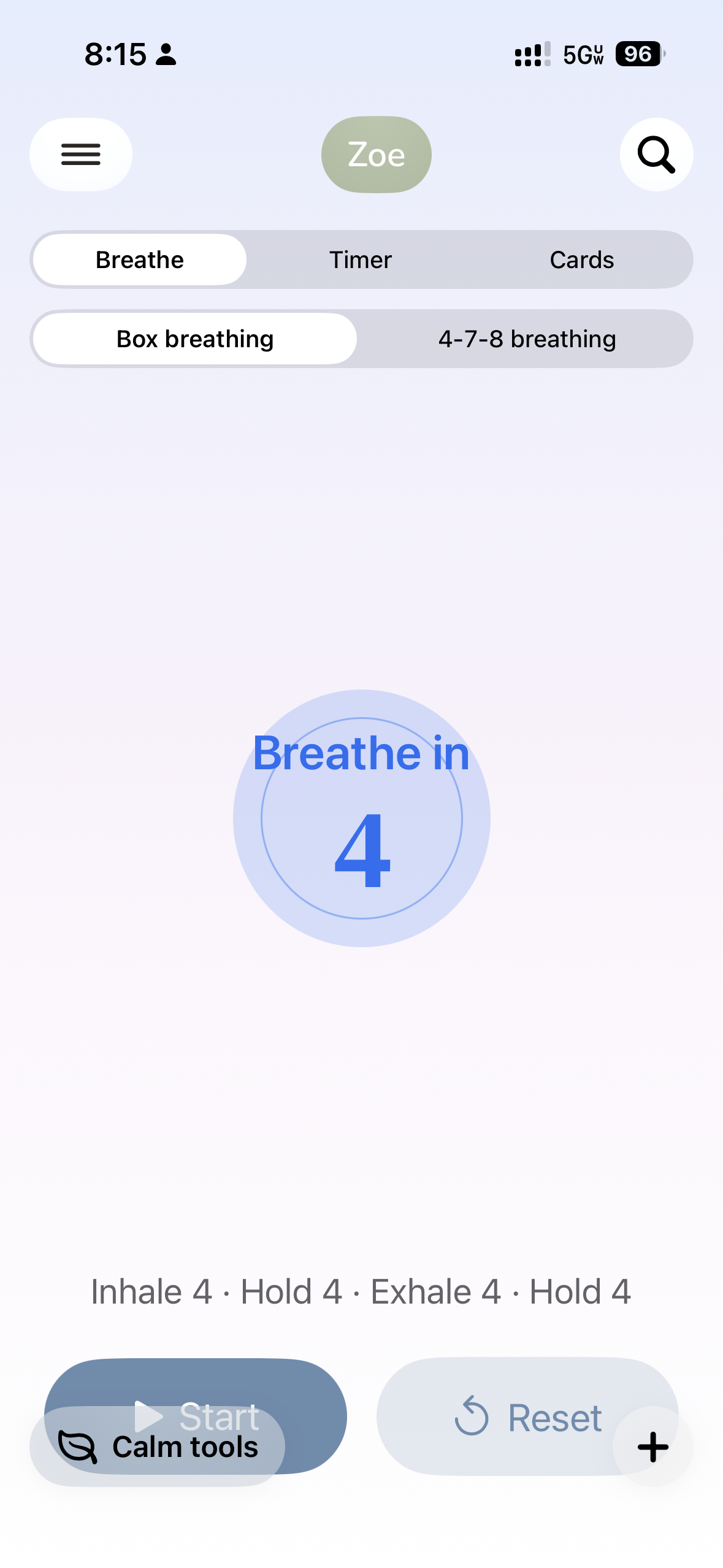 Calm Tools — breathing orb