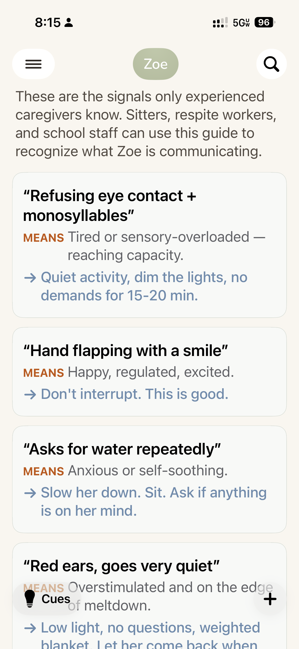 Cue Guide — what the signals mean