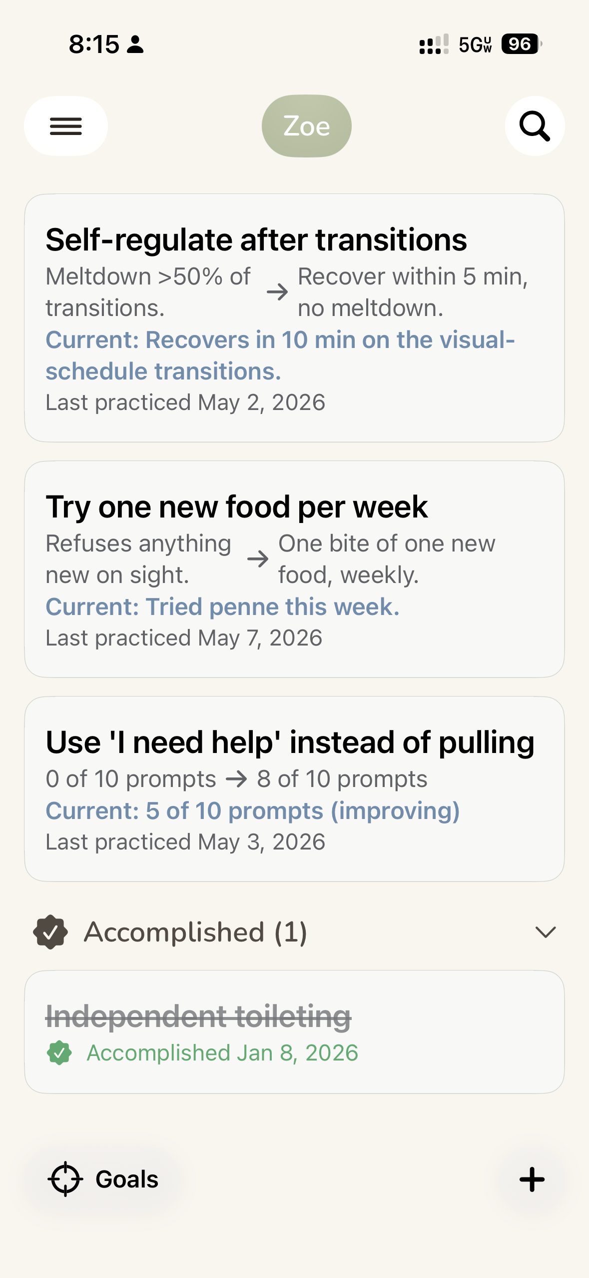 Goals — IEP tracking